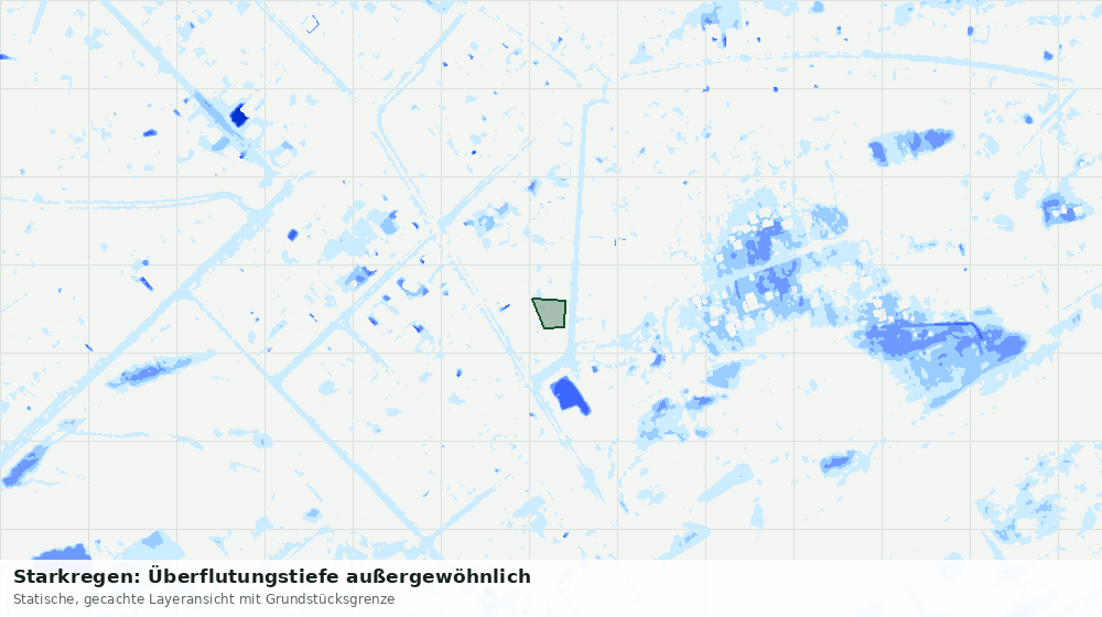 Statische Kartenansicht: Starkregen: Überflutungstiefe außergewöhnlich