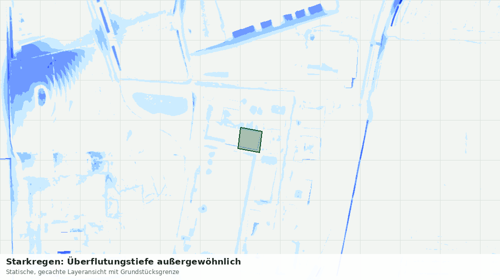 Statische Kartenansicht: Starkregen: Überflutungstiefe außergewöhnlich
