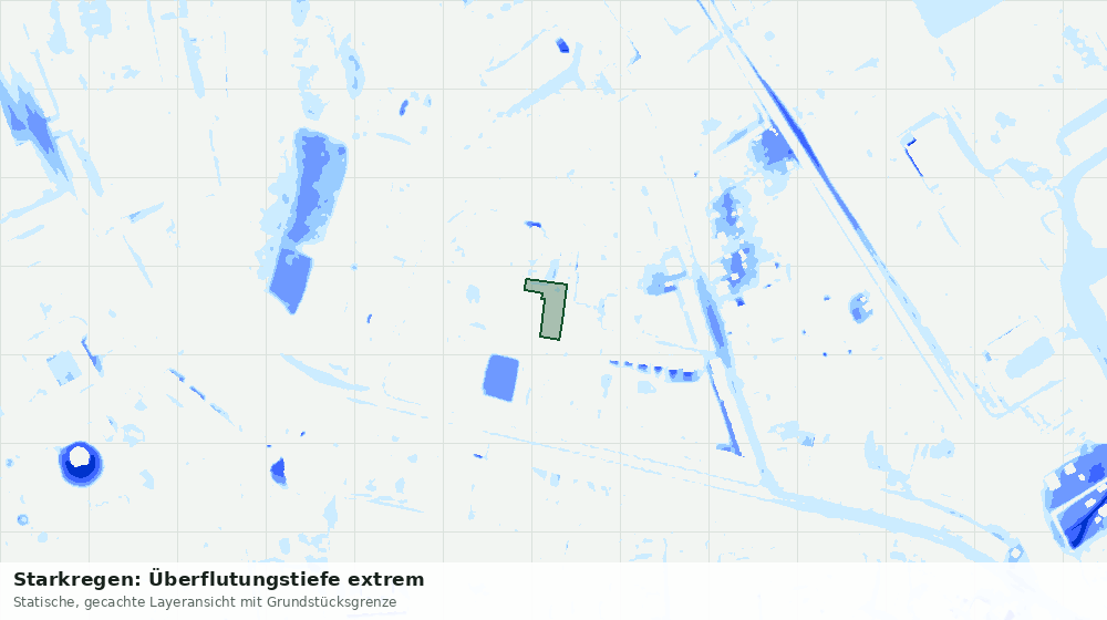 Statische Kartenansicht: Starkregen: Überflutungstiefe extrem
