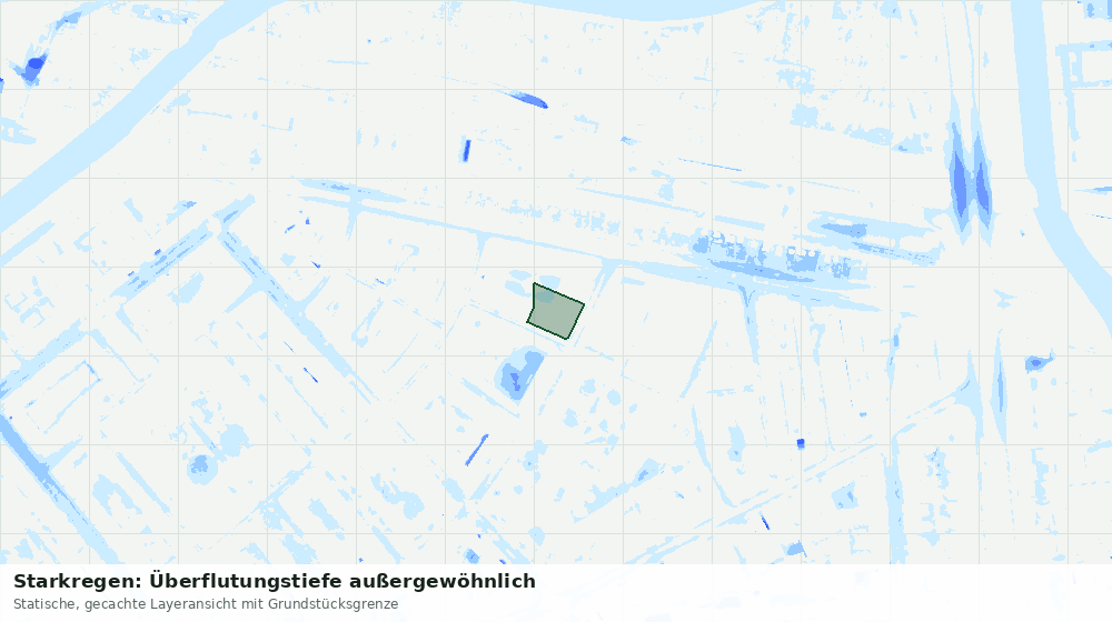 Statische Kartenansicht: Starkregen: Überflutungstiefe außergewöhnlich
