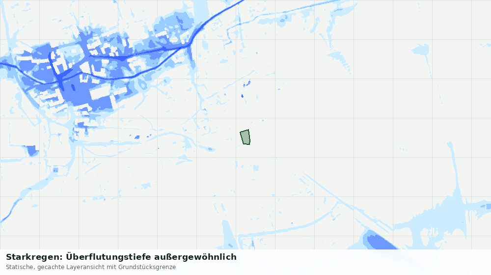 Statische Kartenansicht: Starkregen: Überflutungstiefe außergewöhnlich