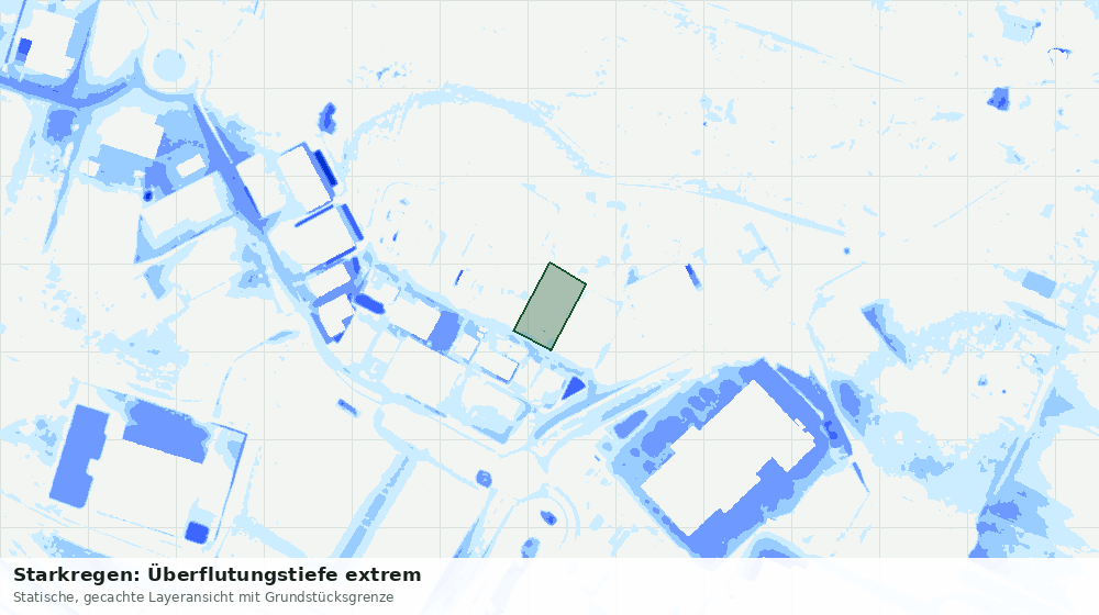 Statische Kartenansicht: Starkregen: Überflutungstiefe extrem