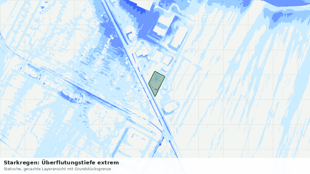 Statische Kartenansicht: Starkregen: Überflutungstiefe extrem