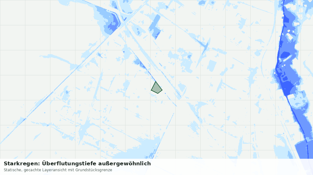 Statische Kartenansicht: Starkregen: Überflutungstiefe außergewöhnlich