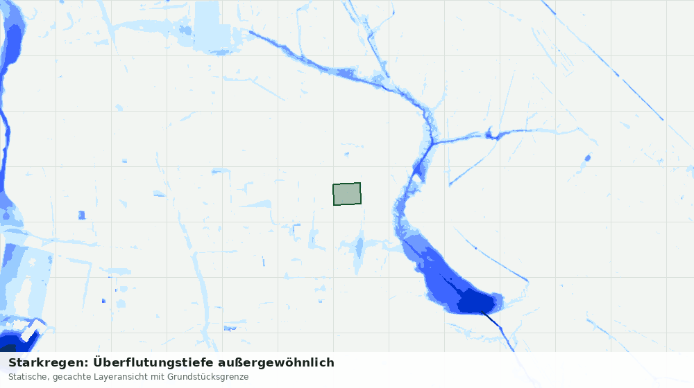 Statische Kartenansicht: Starkregen: Überflutungstiefe außergewöhnlich