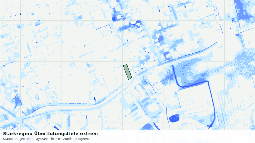 Statische Kartenansicht: Starkregen: Überflutungstiefe extrem