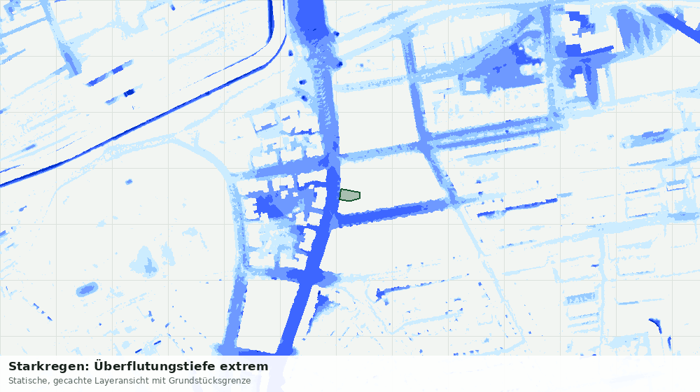 Statische Kartenansicht: Starkregen: Überflutungstiefe extrem