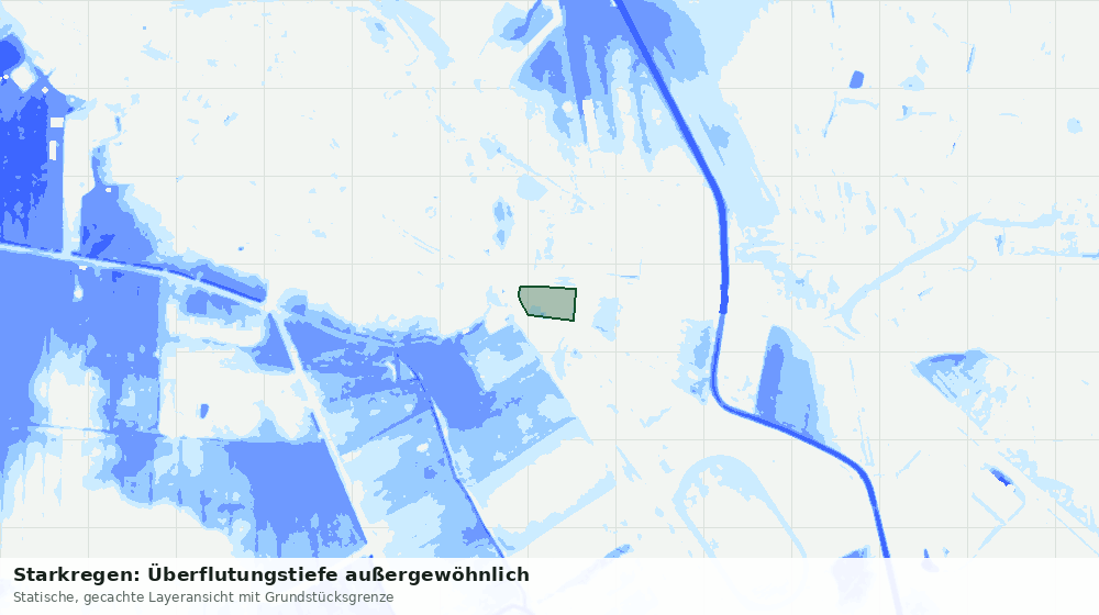 Statische Kartenansicht: Starkregen: Überflutungstiefe außergewöhnlich