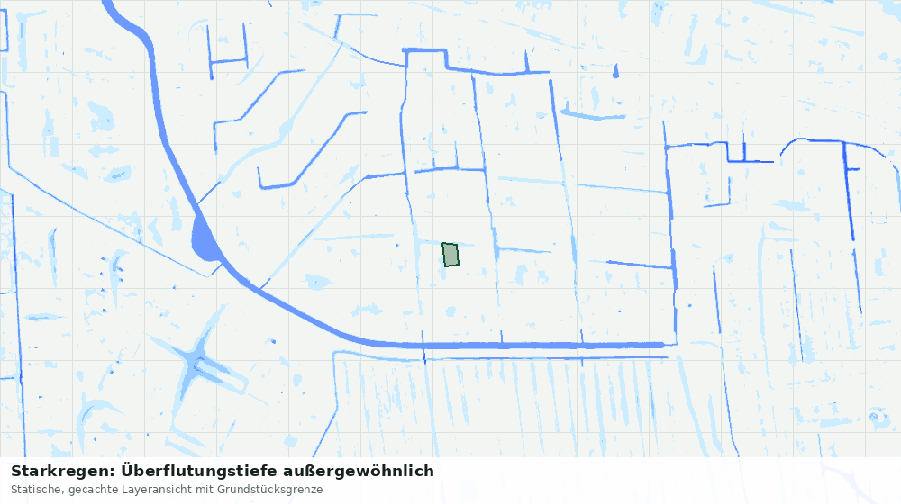 Statische Kartenansicht: Starkregen: Überflutungstiefe außergewöhnlich