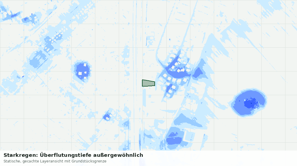 Statische Kartenansicht: Starkregen: Überflutungstiefe außergewöhnlich