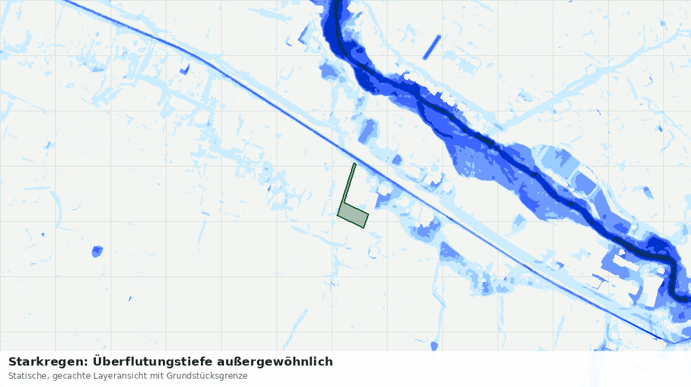Statische Kartenansicht: Starkregen: Überflutungstiefe außergewöhnlich