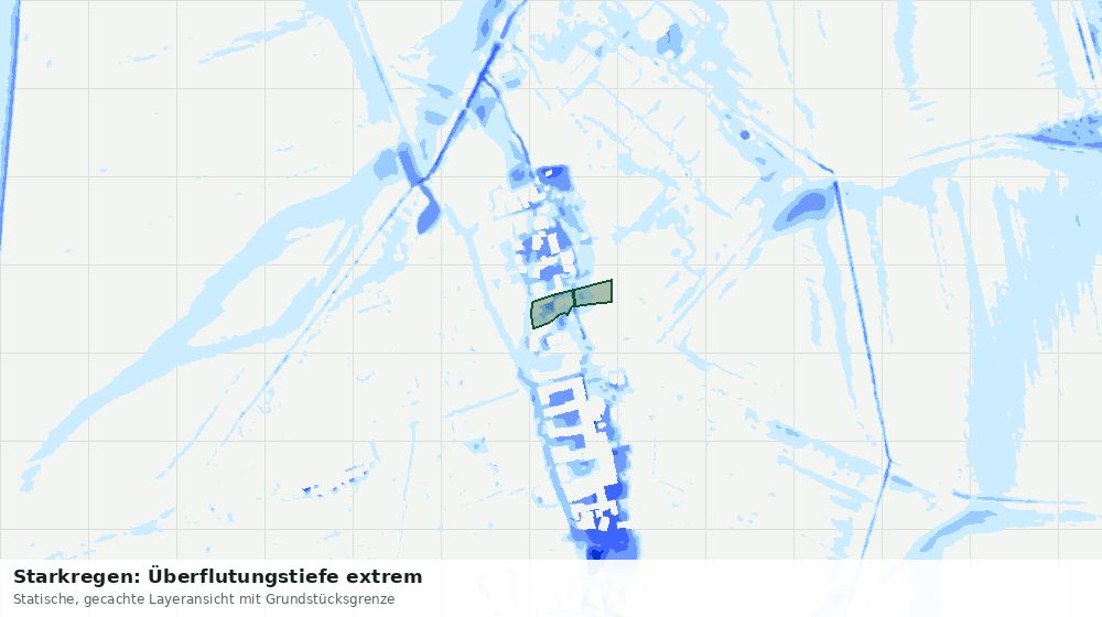 Statische Kartenansicht: Starkregen: Überflutungstiefe extrem