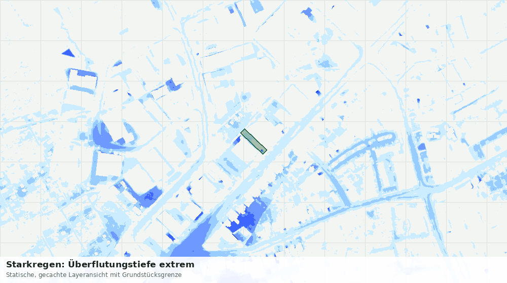 Statische Kartenansicht: Starkregen: Überflutungstiefe extrem