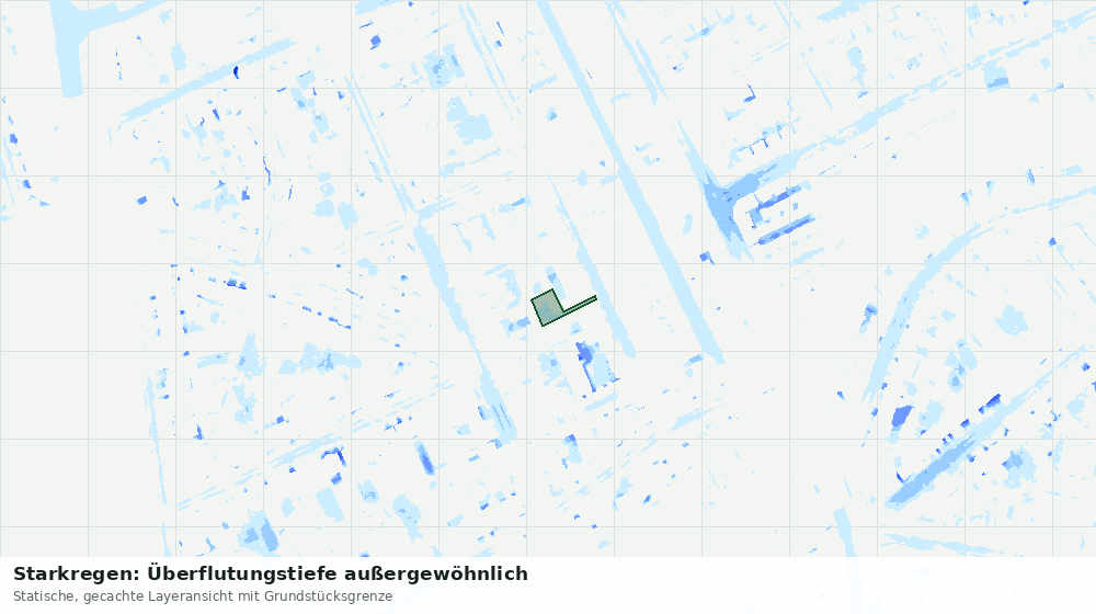 Statische Kartenansicht: Starkregen: Überflutungstiefe außergewöhnlich