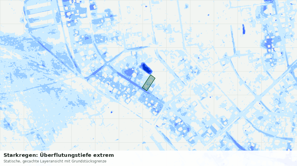 Statische Kartenansicht: Starkregen: Überflutungstiefe extrem