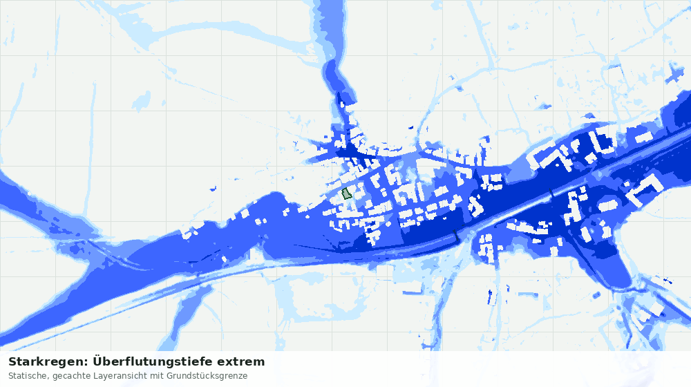 Statische Kartenansicht: Starkregen: Überflutungstiefe extrem
