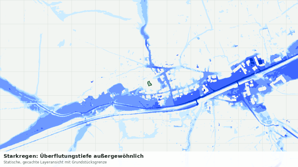 Statische Kartenansicht: Starkregen: Überflutungstiefe außergewöhnlich