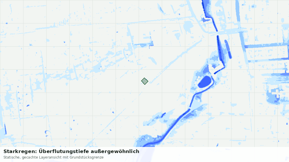 Statische Kartenansicht: Starkregen: Überflutungstiefe außergewöhnlich