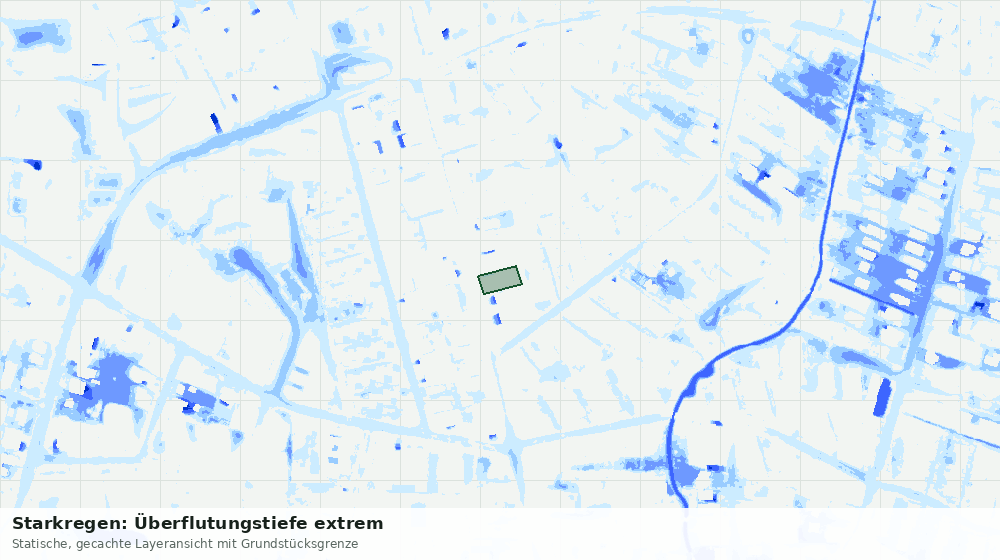 Statische Kartenansicht: Starkregen: Überflutungstiefe extrem