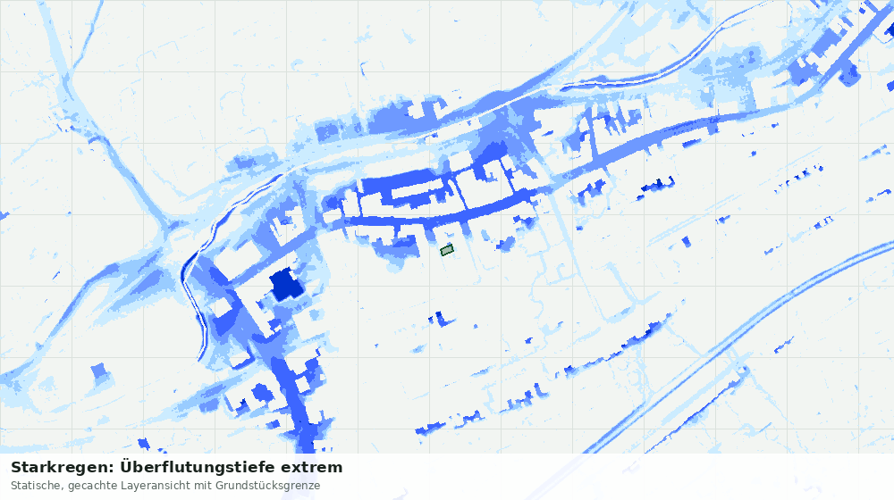 Statische Kartenansicht: Starkregen: Überflutungstiefe extrem