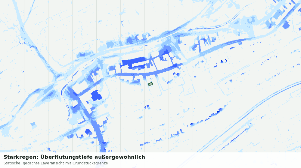 Statische Kartenansicht: Starkregen: Überflutungstiefe außergewöhnlich