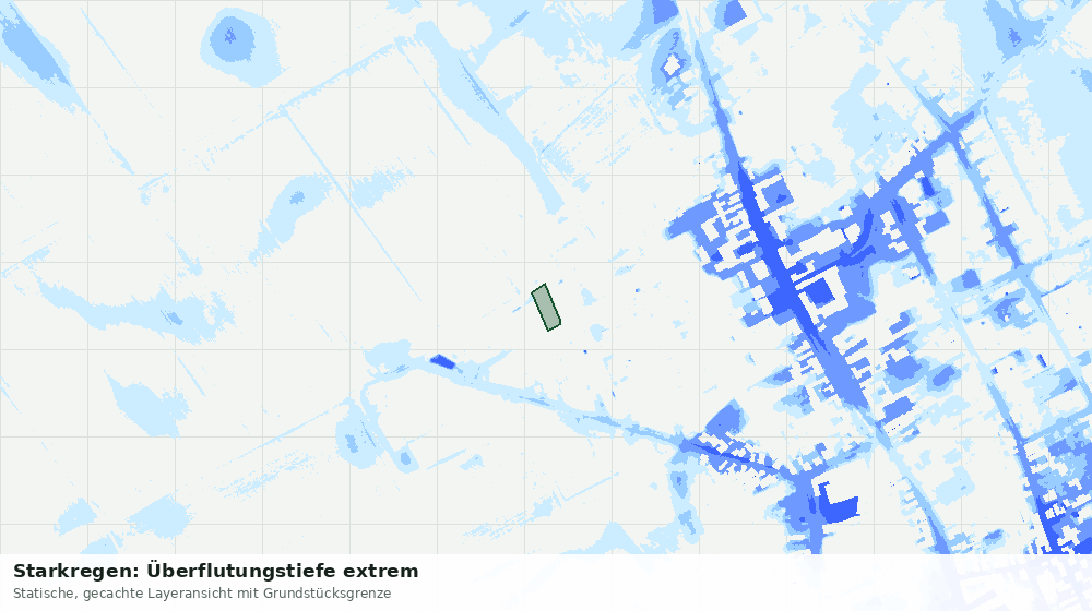 Statische Kartenansicht: Starkregen: Überflutungstiefe extrem