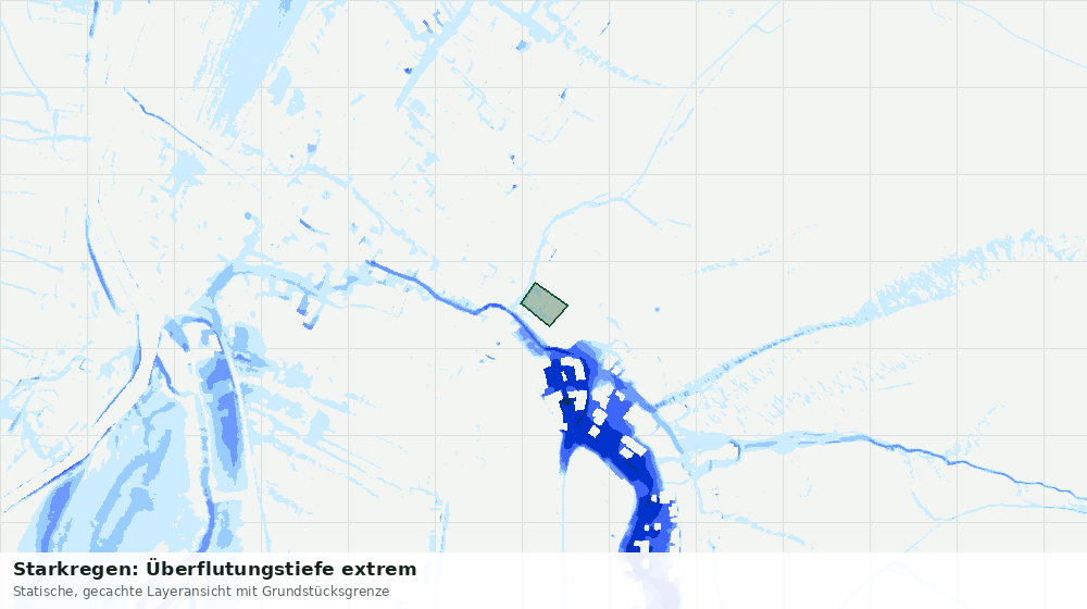 Statische Kartenansicht: Starkregen: Überflutungstiefe extrem
