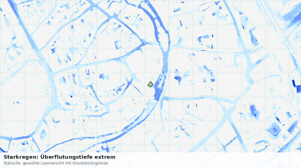 Statische Kartenansicht: Starkregen: Überflutungstiefe extrem