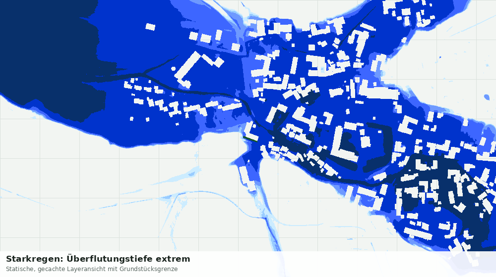 Statische Kartenansicht: Starkregen: Überflutungstiefe extrem