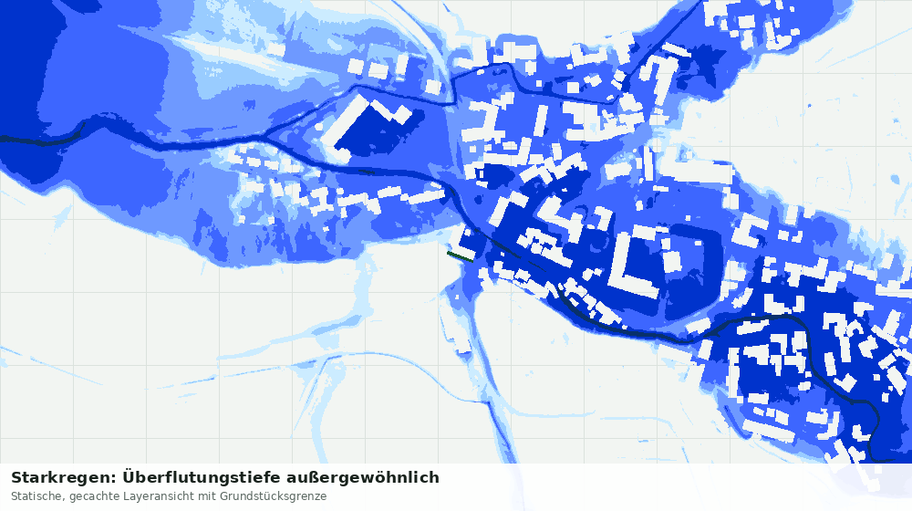 Statische Kartenansicht: Starkregen: Überflutungstiefe außergewöhnlich