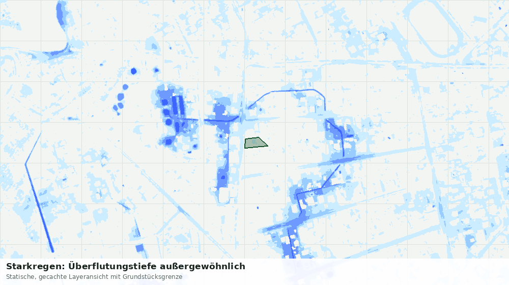 Statische Kartenansicht: Starkregen: Überflutungstiefe außergewöhnlich