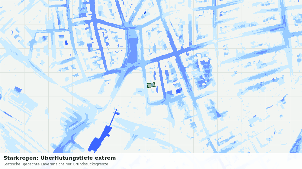 Statische Kartenansicht: Starkregen: Überflutungstiefe extrem