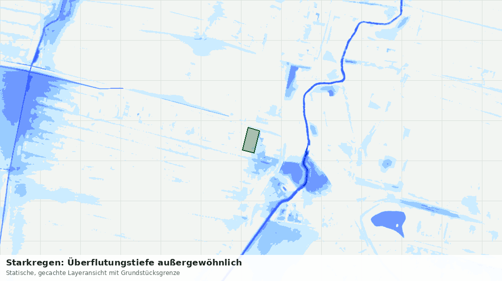 Statische Kartenansicht: Starkregen: Überflutungstiefe außergewöhnlich