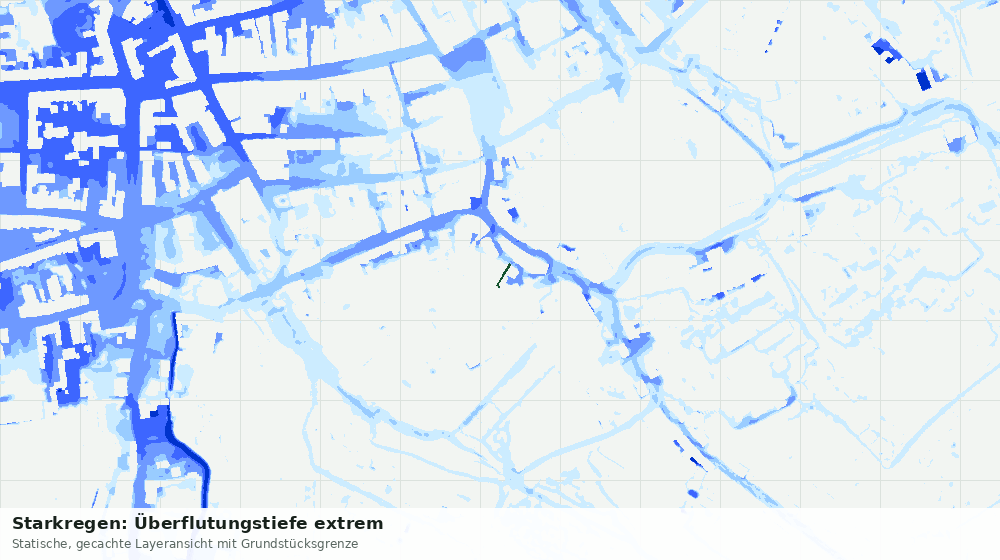Statische Kartenansicht: Starkregen: Überflutungstiefe extrem