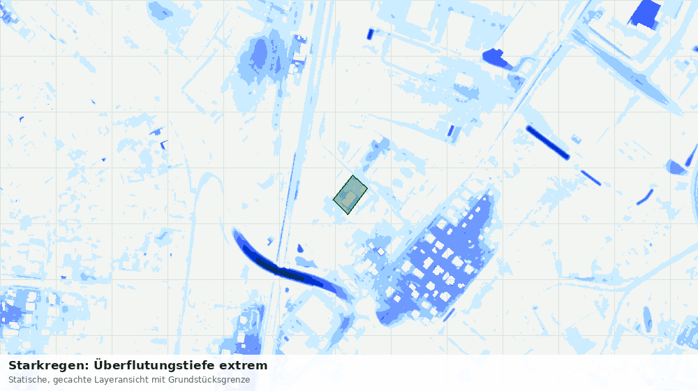 Statische Kartenansicht: Starkregen: Überflutungstiefe extrem