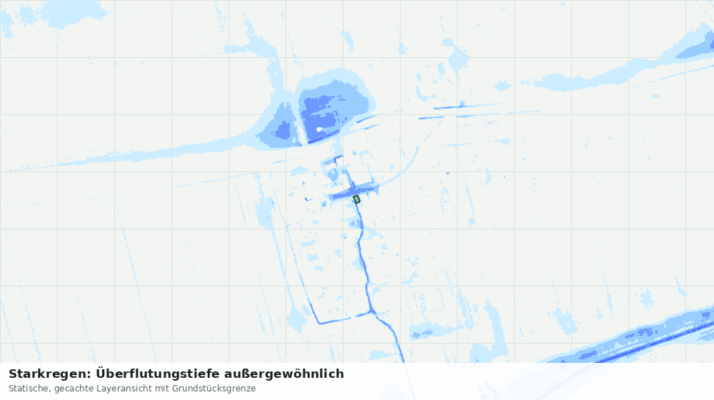 Statische Kartenansicht: Starkregen: Überflutungstiefe außergewöhnlich