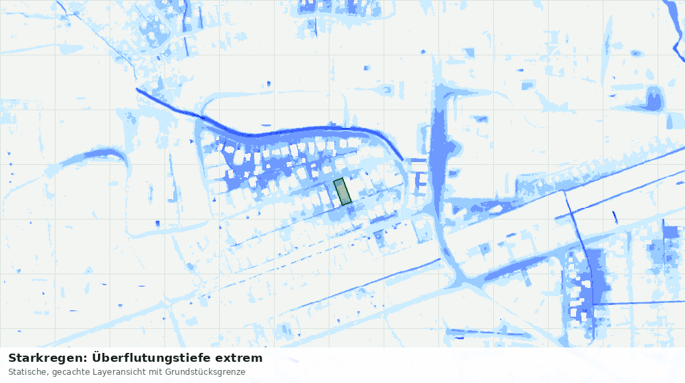 Statische Kartenansicht: Starkregen: Überflutungstiefe extrem