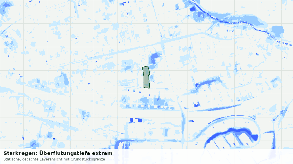 Statische Kartenansicht: Starkregen: Überflutungstiefe extrem