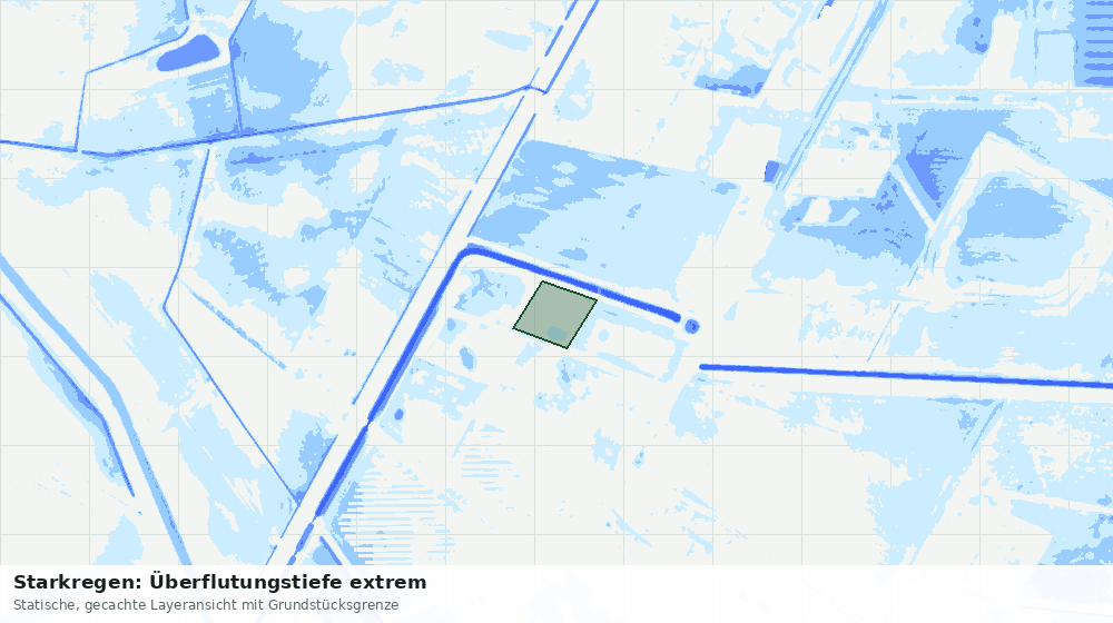 Statische Kartenansicht: Starkregen: Überflutungstiefe extrem