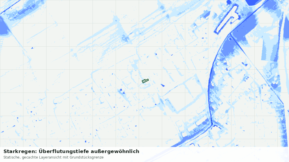 Statische Kartenansicht: Starkregen: Überflutungstiefe außergewöhnlich