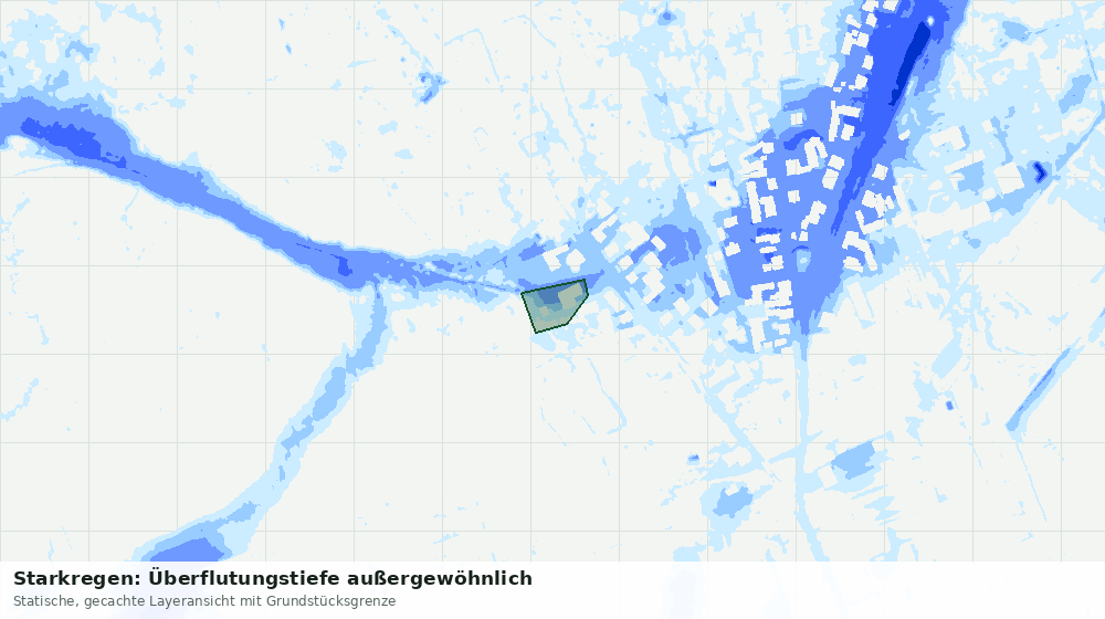Statische Kartenansicht: Starkregen: Überflutungstiefe außergewöhnlich