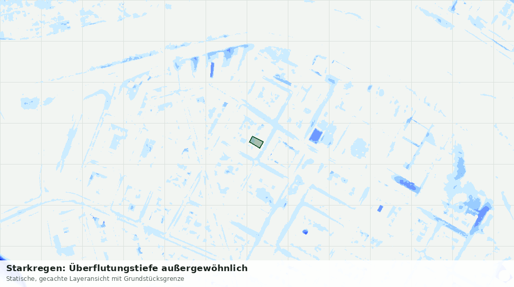 Statische Kartenansicht: Starkregen: Überflutungstiefe außergewöhnlich