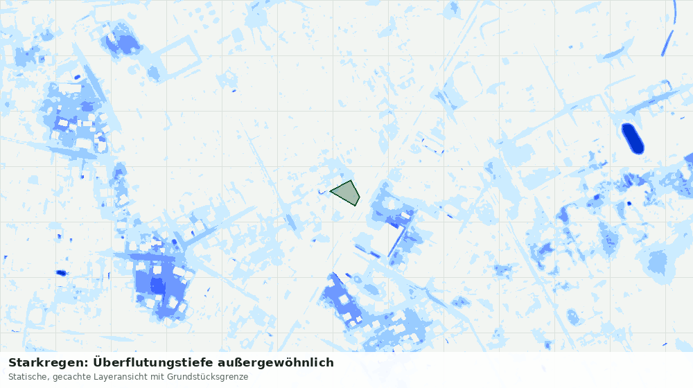 Statische Kartenansicht: Starkregen: Überflutungstiefe außergewöhnlich