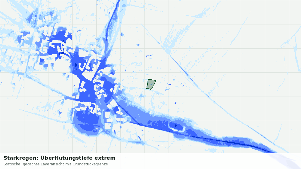 Statische Kartenansicht: Starkregen: Überflutungstiefe extrem