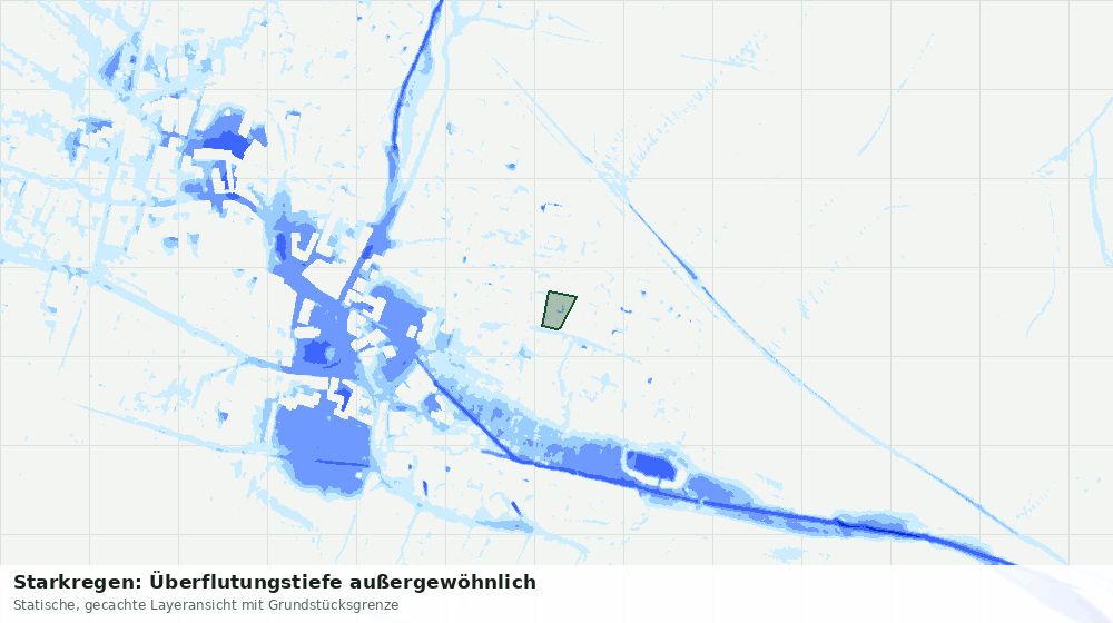 Statische Kartenansicht: Starkregen: Überflutungstiefe außergewöhnlich