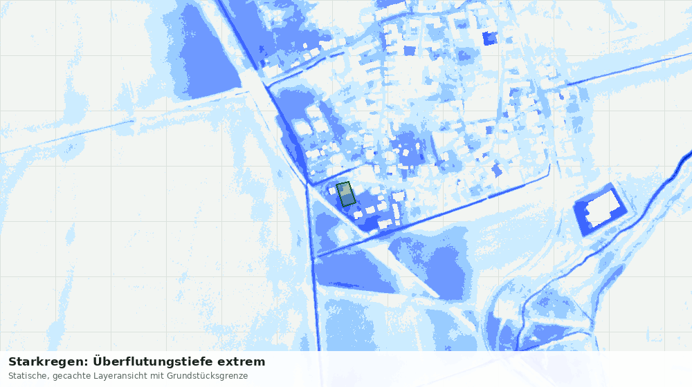 Statische Kartenansicht: Starkregen: Überflutungstiefe extrem