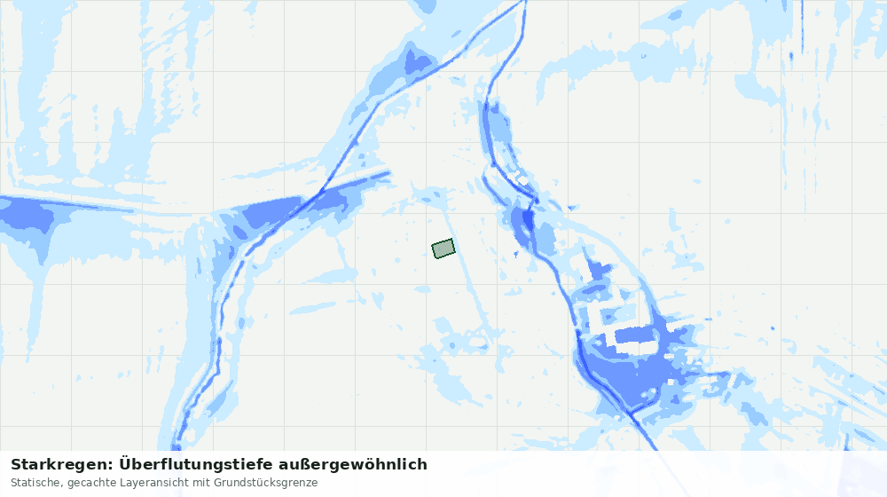 Statische Kartenansicht: Starkregen: Überflutungstiefe außergewöhnlich