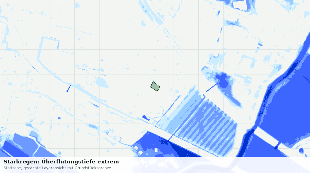 Statische Kartenansicht: Starkregen: Überflutungstiefe extrem