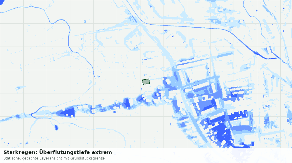 Statische Kartenansicht: Starkregen: Überflutungstiefe extrem