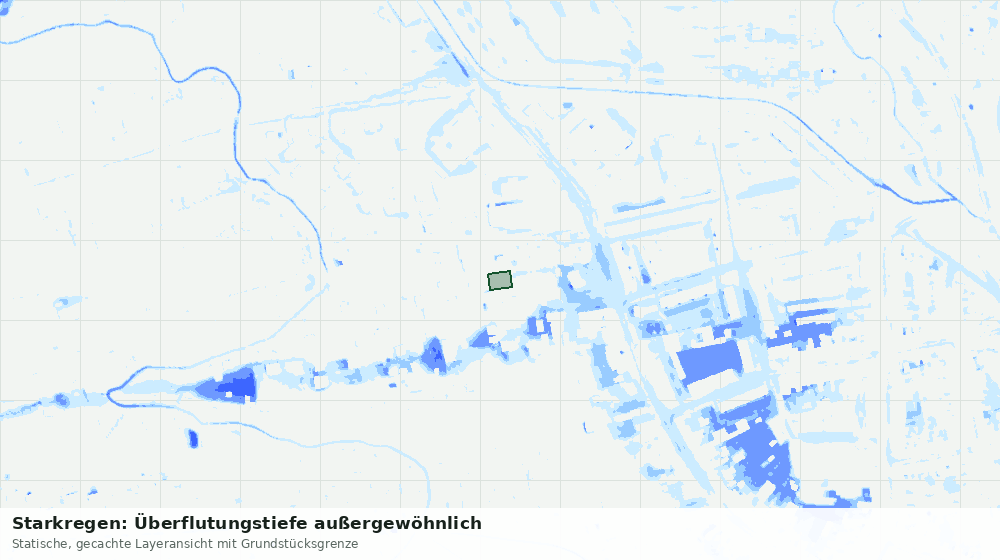 Statische Kartenansicht: Starkregen: Überflutungstiefe außergewöhnlich